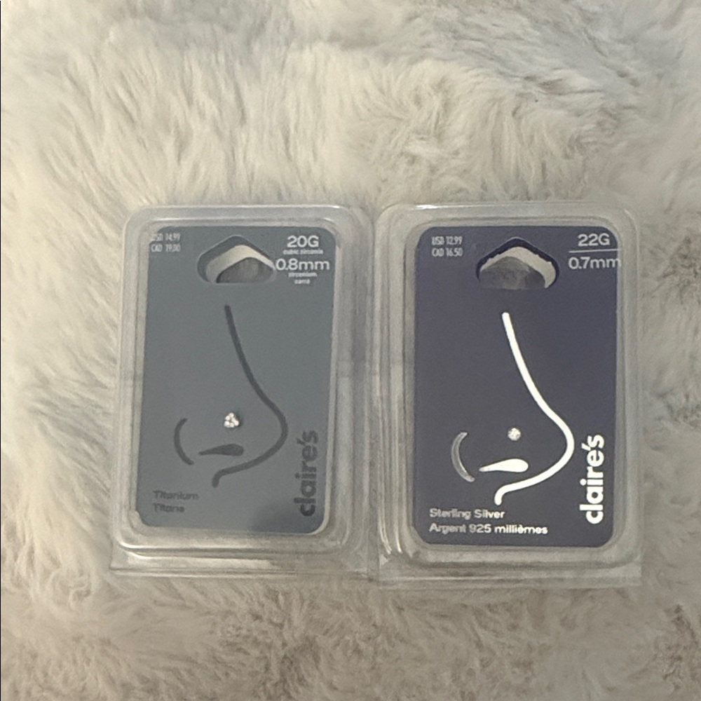 Claire's Titanium and Sterling Silver Nose Stud Set